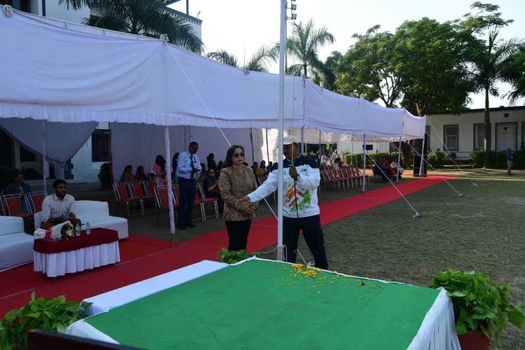 The Principal declared the meet open and hoisted the School Flag